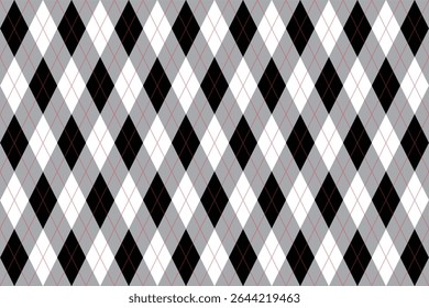 Padrão de Argyle sem costura cinza preto branco vermelho
