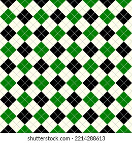 patrón de estilo de argyle inquebrantable en verde y negro.