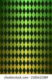 Patrón de Argyle sin foco. Forma de diamante geométrico verde. Fondo de degradado amarillo. Ilustración vectorial.