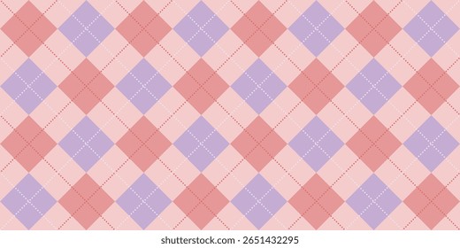 seamless argyle pattern in pastel red and purple tones, inspired by retro Halloween themes. This playful geometric design is perfect for seasonal fabric, digital papers, party decor, or backgrounds.