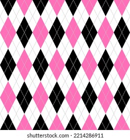 seamless argyle pattern in pink and black.