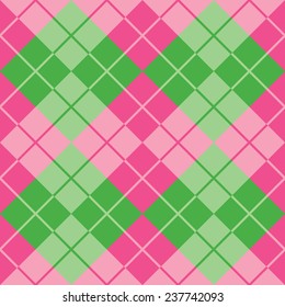 Seamless Argyle Pattern In Pink And Green.