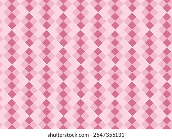 Padrão de estilo de argila sem emenda. Padrão de argila rosa e rosa suave com listras na borda. . Padrão de Argyle. Padrão geométrico contínuo para roupas, papel de embrulho, fundos, cartões de presente, suéteres