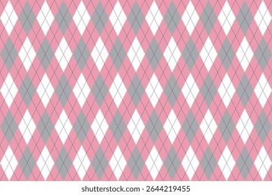Padrão de Argyle sem costura cor-de-rosa branco cinza marinho