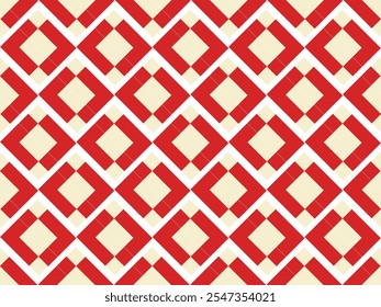 Seamless argyle pattern. Red and cream argyle pattern. Geometric pattern with seamless lines for clothing, wrapping paper, backgrounds, gift cards, sweaters