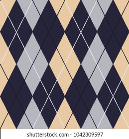 Seamless Argyle Pattern. Traditional Diamond Check Print. Vector Illustration.