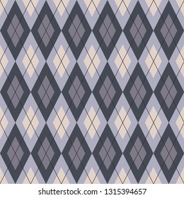 Seamless argyle pattern. Traditional diamond check print. Vector illustration.