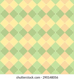 Seamless argyle pattern with yellow and green colors. Vector background.