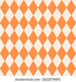 Seamless argyle pattern.Harlequin repeat pattern in orange.Vector graphic background for textile and prints.