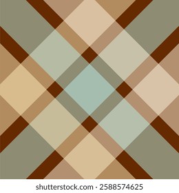 Seamless argyle plaid pattern in earthy tones. Classic checkered textile design perfect for fabric, wallpaper, backgrounds, and digital prints. High-quality vector and tileable repeat pattern.