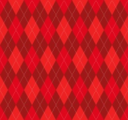 Seamless Argyle Plaid Pattern In Shades Of Red And Burgundy With Red Stitch. 