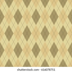 Nahtlose argyle-plaid Muster. Traditioneller Rautenscheck-Druck in einer Palette von dunkelrosa braun, weich orange und hellgelb mit schwarzer Naht.
