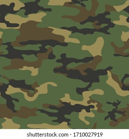 
Seamless Army Camo Military Texture On Textile. Stylish Background. Vector