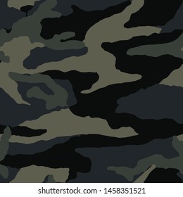 Seamless Army Camouflage Pattern Vector. Military Camo Skin For Decor And Textile. Army Masking Design For Hunting Textile Fabric Printing And Wallpaper.