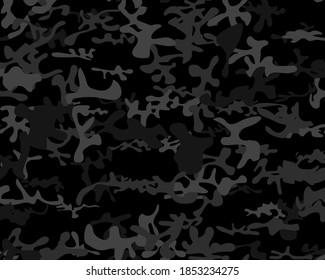 Pintura del ejército sin armas. Impresión de camo gris. Lienzo negro de camo. Textura gris de tela. Patrón Sucio Moderno. Camuflaje de vectores de Woodland. Camuflaje Urbano Digital Cepillo sin Marea. Fondo del Resumen del Vector.