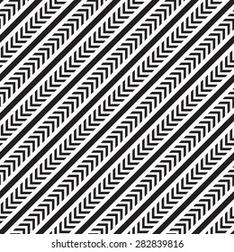 Seamless Arrow Pattern. Abstract Monochrome Background. Vector Regular Texture