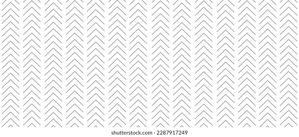 Seamless arrow pattern on white background. Modern chevron lines pattern for backdrop and wallpaper template. Black simple lines with repeat texture. Seamless chevron background, vector illustration