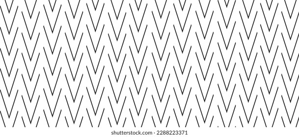 Seamless arrow pattern on white background. Modern chevron lines pattern for backdrop and wallpaper template. Black simple lines with repeat texture. Seamless chevron background, vector illustration