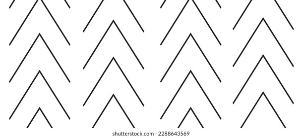 Seamless arrow pattern on white background. Modern chevron lines pattern for backdrop and wallpaper template. Black simple lines with repeat texture. Seamless chevron background, vector illustration