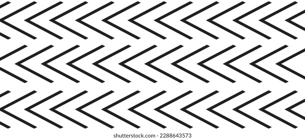 Patrón de flecha sin foco sobre fondo blanco. Patrón de líneas chevron modernas para fondo y plantilla de fondo. Líneas simples y negras con textura repetida. Fondo de chevron sin soldadura, ilustración vectorial