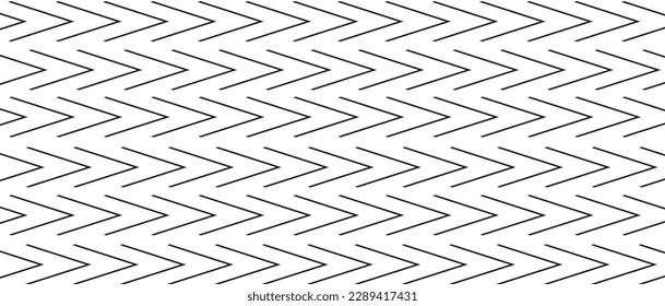 Patrón de flecha sin foco sobre fondo blanco. Patrón de líneas chevron modernas para fondo y plantilla de fondo. Líneas simples y negras con textura repetida. Fondo de chevron sin soldadura, ilustración vectorial