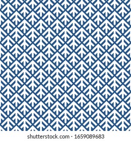 Seamless arrows pattern. Arrowheads ornament. Ancient window tracery motif. Arrow shapes image. Ethnic embroidery wallpaper. Digital paper, textile print. Repeated stylized trees background. Vector