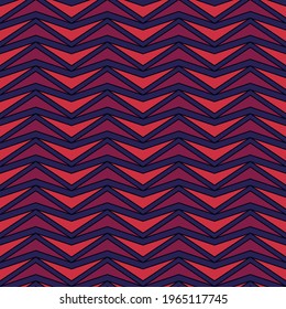 Patrón de flechas sin soldadura. Ornamento de los chevrones. Fondo de pantalla de curvas. Motivo étnico. Fondo entre corchetes angulares. Fondo popular. Papel digital, impresión textil, diseño web, imagen abstracta. Obra vectorial.