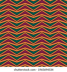 Seamless arrows pattern. Chevrons ornament. Curves wallpaper. Ethnic motif. Angle brackets backdrop. Folk background. Digital paper, textile print, web design, abstract image. Vector art work