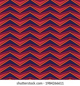 Seamless arrows pattern. Chevrons ornament. Ethnic motif. Curves wallpaper. Angle brackets backdrop. Folk background. Digital paper, textile print, abstract. Vector artwork.