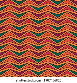 Seamless arrows pattern. Chevrons ornament. Ethnic motif. Curves wallpaper. Angle brackets backdrop. Folk background. Digital paper, textile print, web design, abstract image. Vector art work