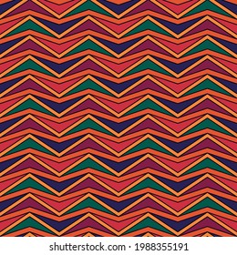 Seamless arrows pattern. Chevrons ornament. Ethnic motif. Curves wallpaper. Angle brackets backdrop. Folk background. Digital paper, textile print, web design, abstract. Vector artwork.
