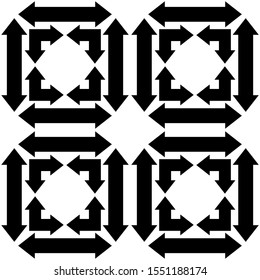 Seamless arrows pattern, seamless fabric print, linear seamless print, black and white vector illustration.