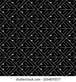 Seamless arrows pattern. Repeated arrowhead shapes background. Squama ornament. Scales image. Ancient window tracery motif. Ethnic embroidery wallpaper. Digital paper for textile print. Vector art.