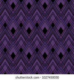 Seamless Art Deco Black Ultra Violet Purple Structured Wallpaper Background Vector Pattern