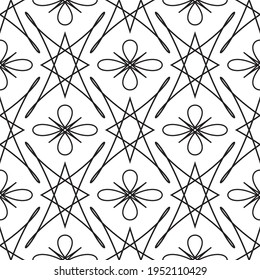 Seamless Art Deco Design Pattern in Black and White for Fabric and Textile Print
