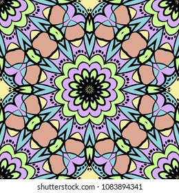 Seamless art deco floral pattern with modern style ornament on color background. For wallpaper, cover book, fabric, scrapbooks