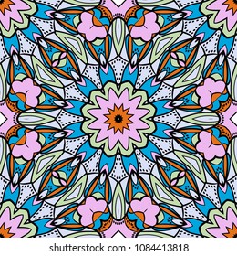 Seamless art deco floral pattern with modern style ornament on color background. For wallpaper, cover book, fabric, scrapbooks