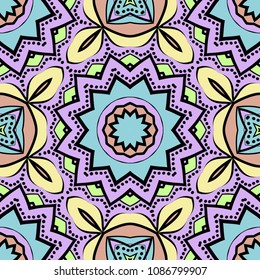 Seamless art deco floral pattern with modern style ornament on color background. For wallpaper, cover book, fabric, scrapbooks