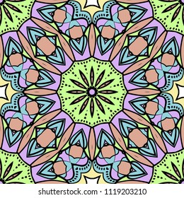 Seamless art deco floral pattern with modern style ornament on color background. For wallpaper, cover book, fabric, scrapbooks