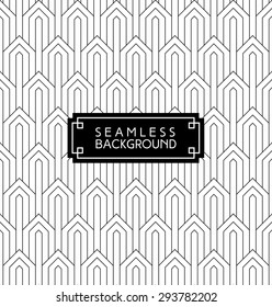 seamless art deco monochrome arabic black and white wallpaper or background with hipster label or badge