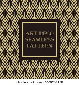 Seamless art deco pattern with black and gold frame vector