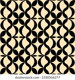 Seamless art deco pattern in black and white on a beige background, featuring repeating geometric shapes, creating an elegant and timeless design.