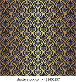 Seamless Art Deco Pattern with Gold Gradient