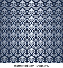 Seamless Art Deco Shell Pattern with Silver Gradient