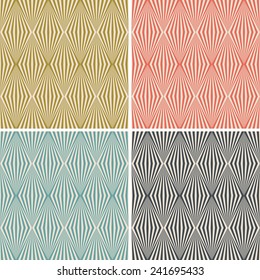seamless, art deco stylised diamond wallpaper pattern set.