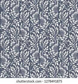 Seamless Art Deco vintage pattern with sprigs and berries. 