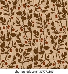  seamless Art Deco vintage  pattern with sprigs and berries