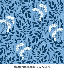  seamless Art Deco vintage  pattern with sprigs and berries