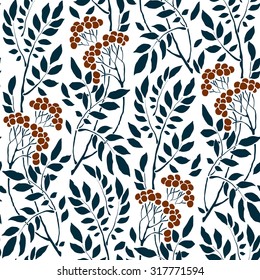  seamless Art Deco vintage  pattern with sprigs and berries