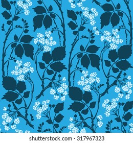  seamless Art Deco vintage  pattern with sprigs and berries